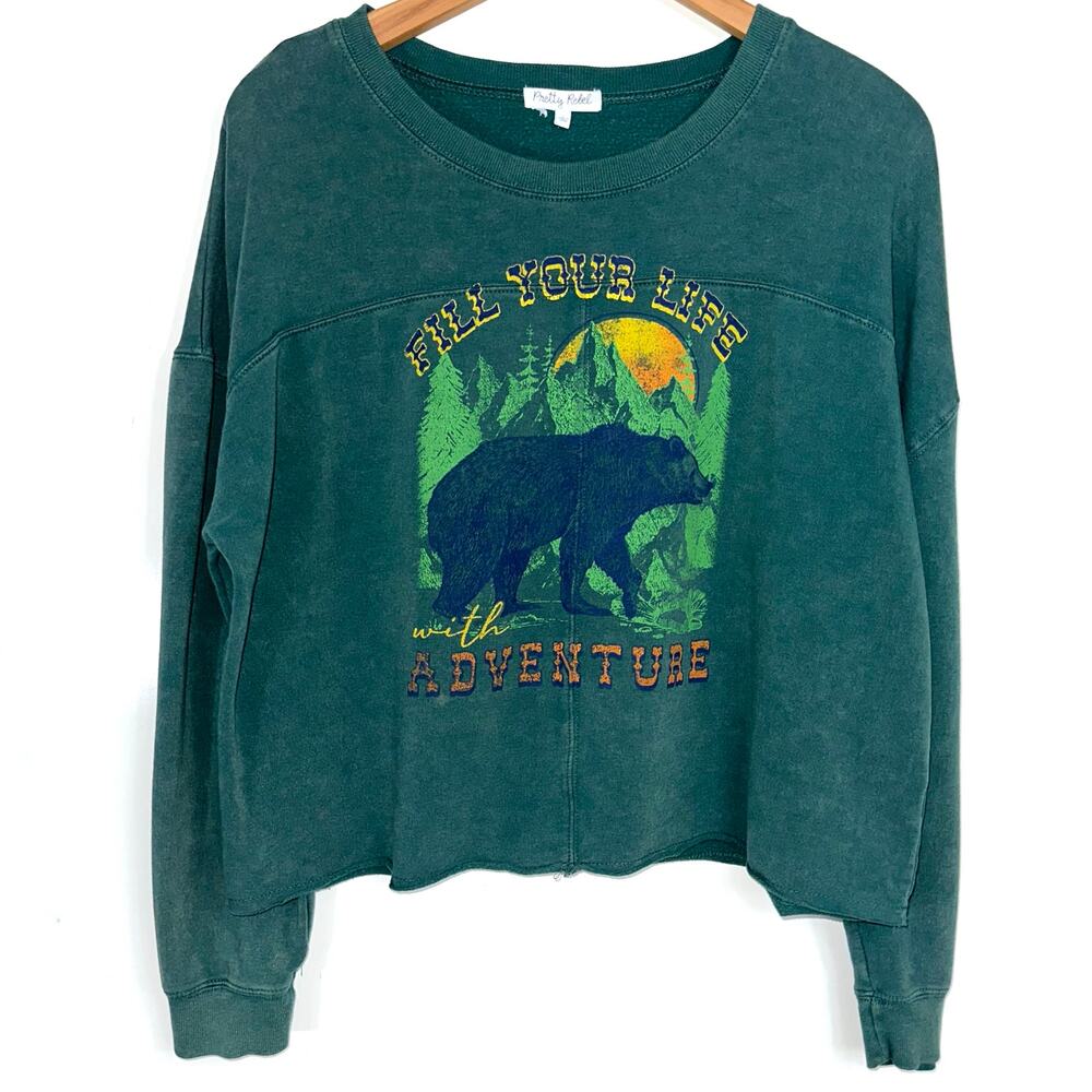 Pretty Rebel ‘Fill Your Life With Adventure’ Graphic Cropped Pullover Size Large